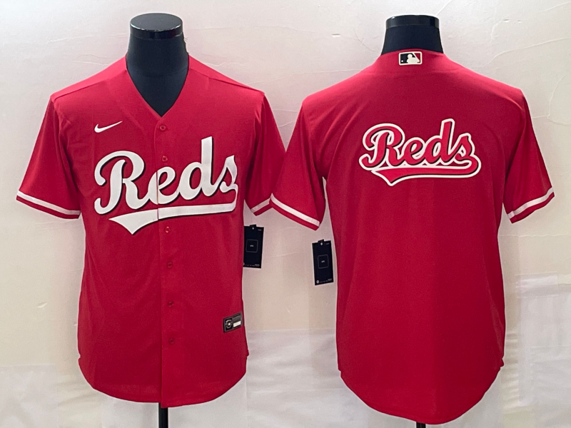 Men's Cincinnati Reds Red Team Big Logo Cool Base Stitched Baseball Jersey Men's Cincinnati Reds Red Team Big Logo Cool Base Stitched Baseball Jersey